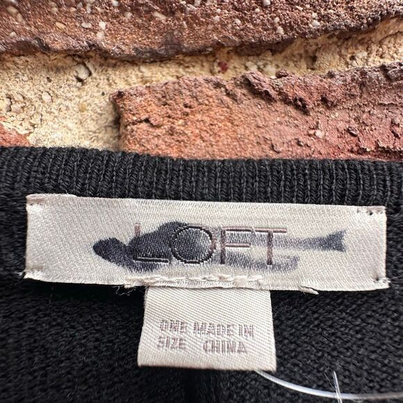LOFT $89 Travel Wrap sweater shawl kimono Black ONE SIZE NEW - Picture 9 of 11